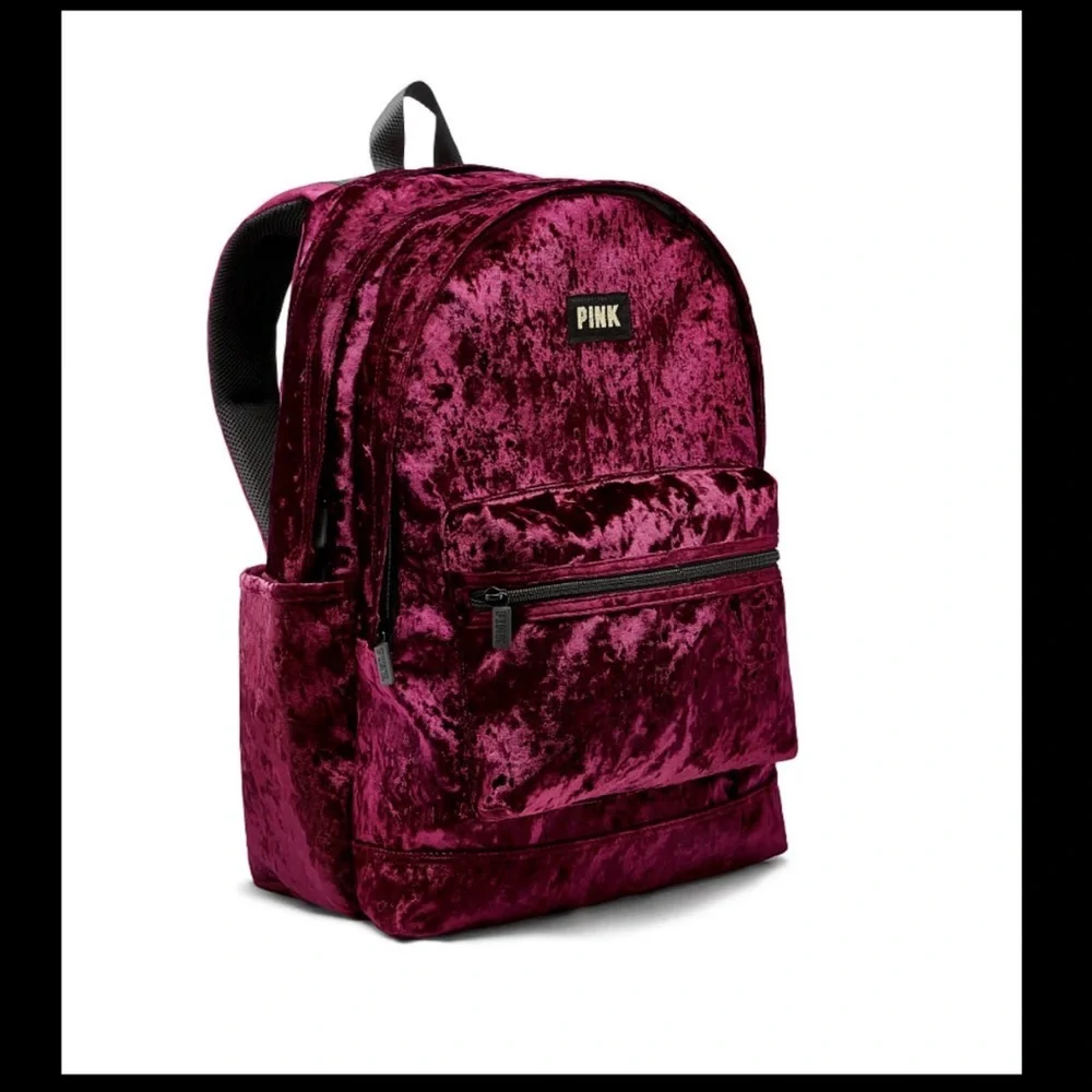 PINK Victoria's Secret Velvet Backpack - Deep Red